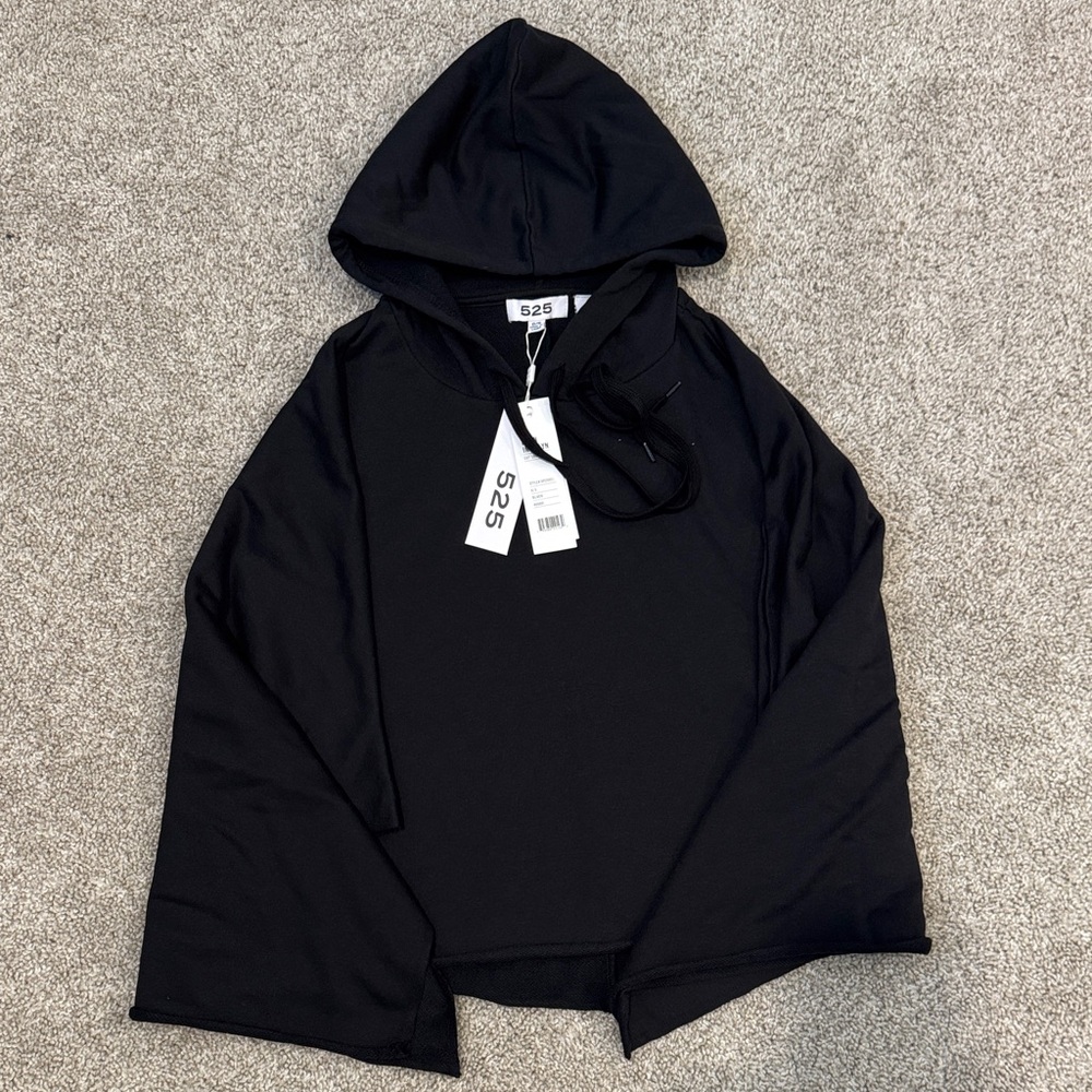 525 America Black Hooded Poncho